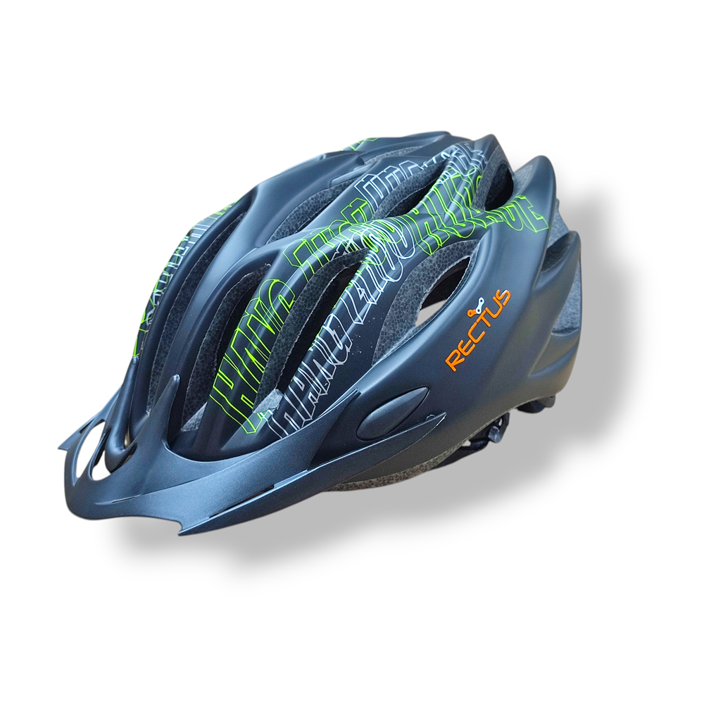 Bisiklet Yetişkin Kaskı Işıklı YEŞİL - SİYAH (M54-58) RECTUS