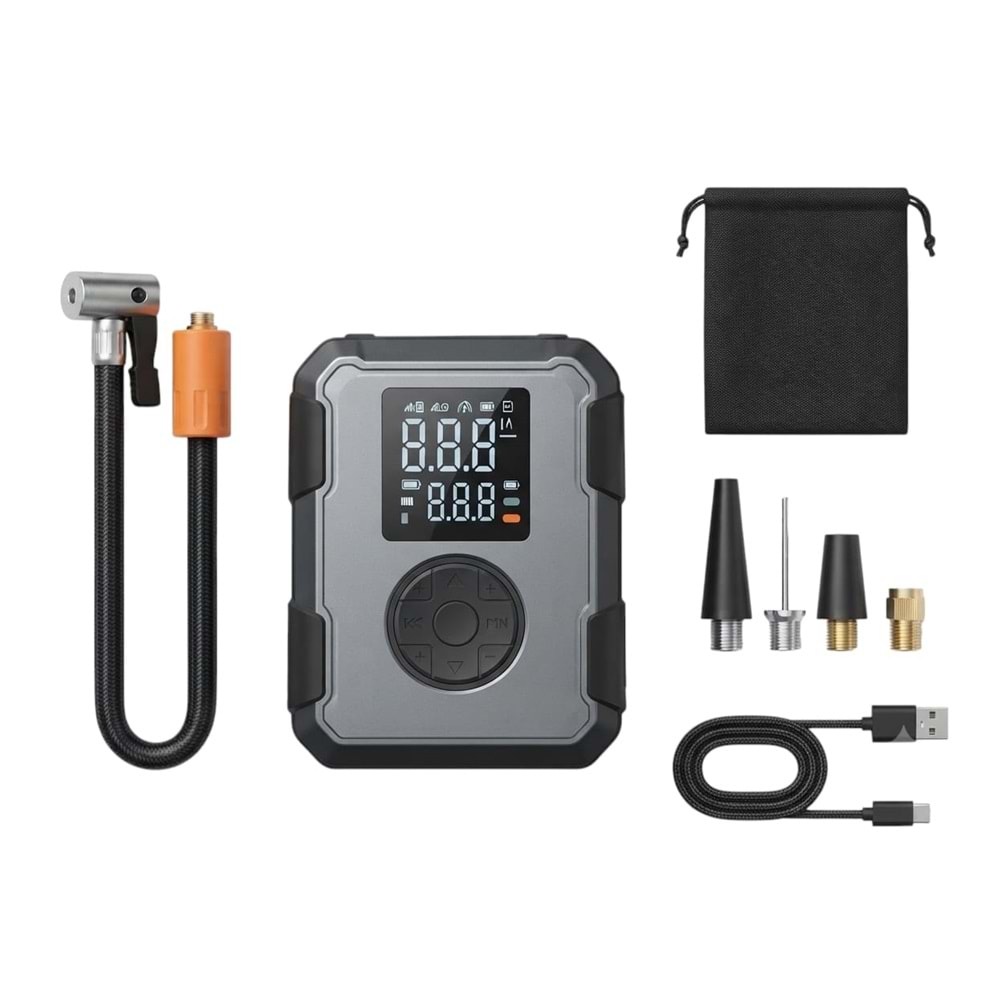 Hava Kompresörü Şarjlı 150 Psi + Işıklı +Powerbank
