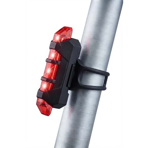 Bisiklet Arka Stop Usb Şarjlı Kırmızı 4 Fonksiyonlu