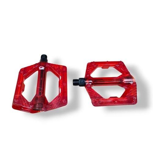 Mtb Geniş Pedal Şeffaf Bilyalı Kırmızı