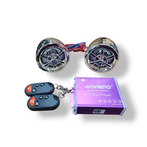 Motosiklet Alarm Seti ve MP3 Radyo Çalar (Bluetooth) (M-R) Krom
