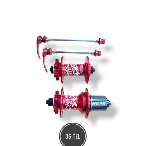 Bisiklet Ön-Arka Göbek Takımı 36 Delik PASAK ( KIRMIZI )