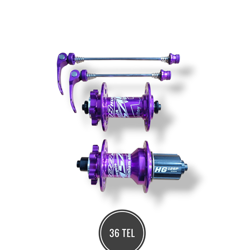 Bisiklet Ön-Arka Göbek Takımı 36 Delik PASAK ( MOR )